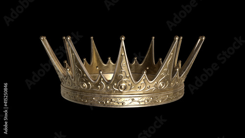 Golden crown with dark background photo