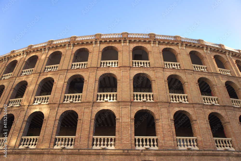 Exterior part of the bullring in the city of Valencia, Spain