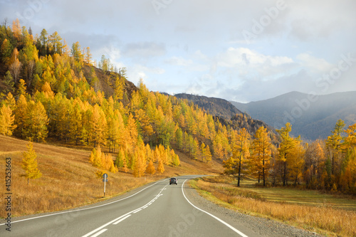 picturesque autumn mountains of the Altai Mountains in September 