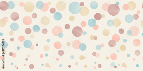 Seamless pastel watercolor background texture. Pastel color circles. Painted illustration. Template for design. Vintage. Retro.
