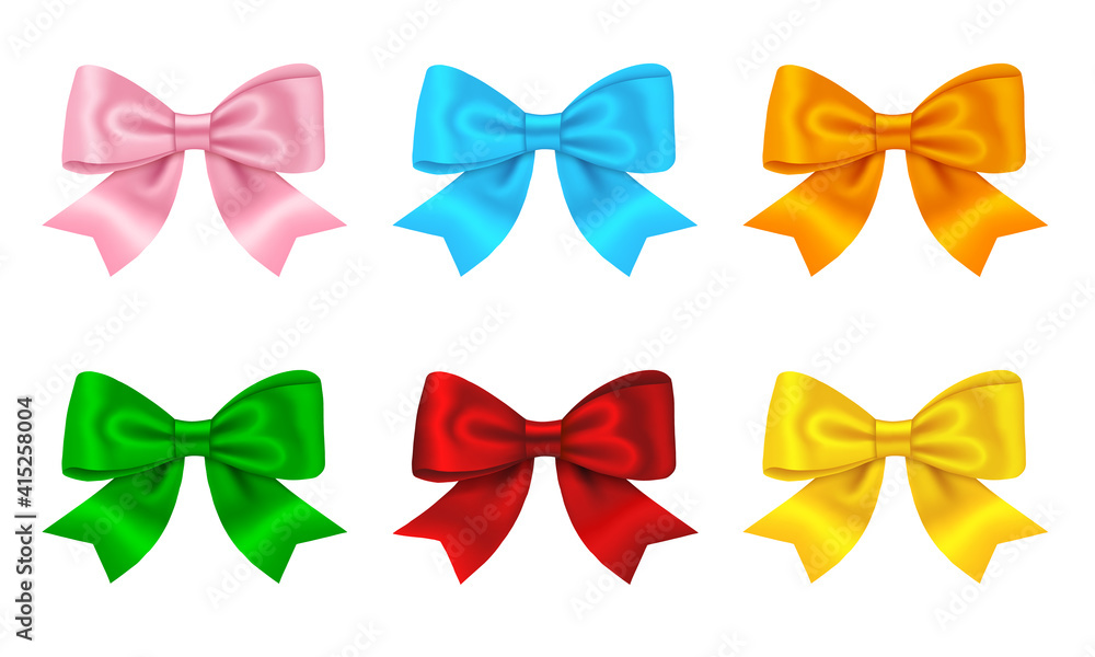 set of isolated colorful bows