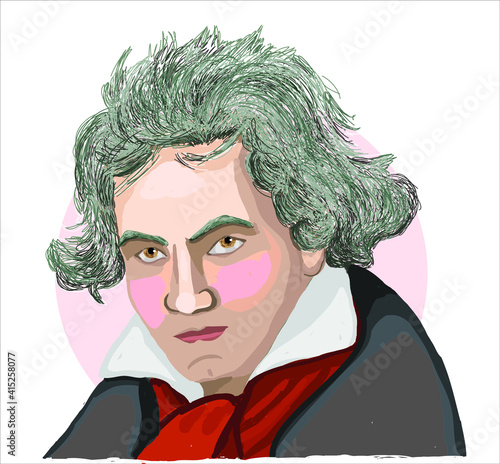 Ludwig van Beethoven vector sketch portrait famous