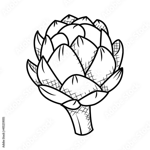 artichoke vegetable icon, sketch style