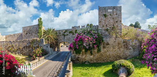 Landscape with Freedom Gate at Rhodes Island, Greece