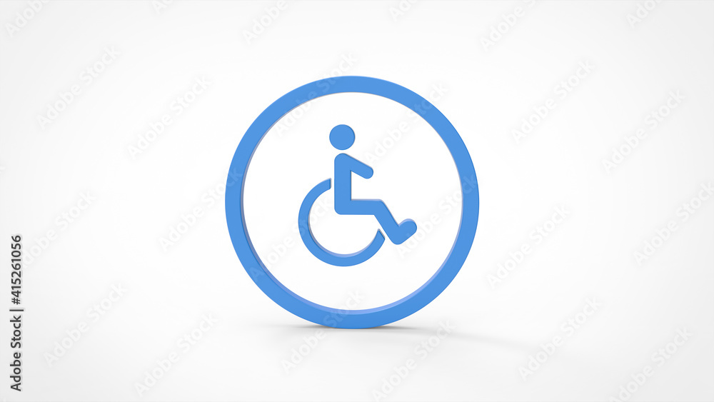 3d rendering of disabled icon in blue color 3d rendering of disabled icon in blue color