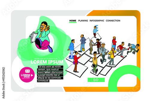 Business concept for internet banners, social media banners, headers of websites, vector illustration 