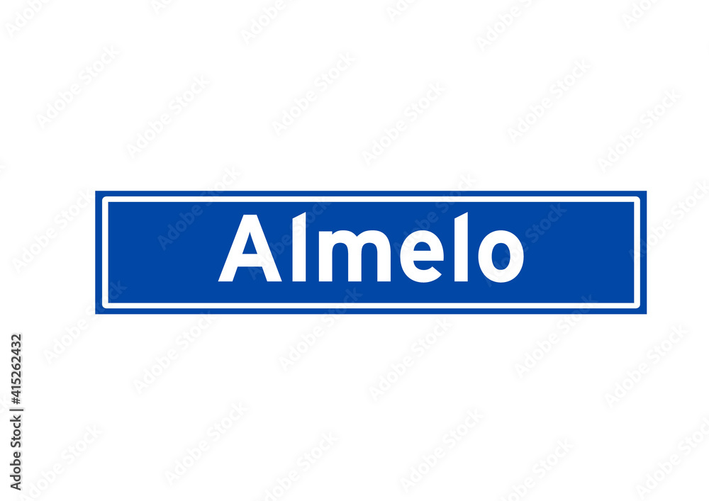 Almelo isolated Dutch place name sign. City sign from the Netherlands. Almelo isolated Dutch place name sign. City sign from the Netherlands.