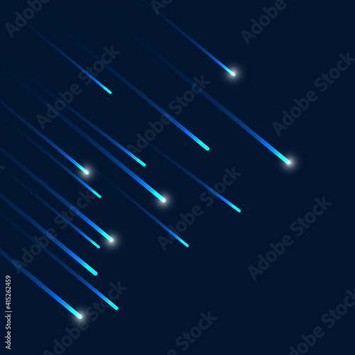 Shooting stars on dark background.