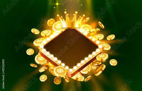 Casino Frame label frame, golden banner, border winner, Vegas game. Vector
