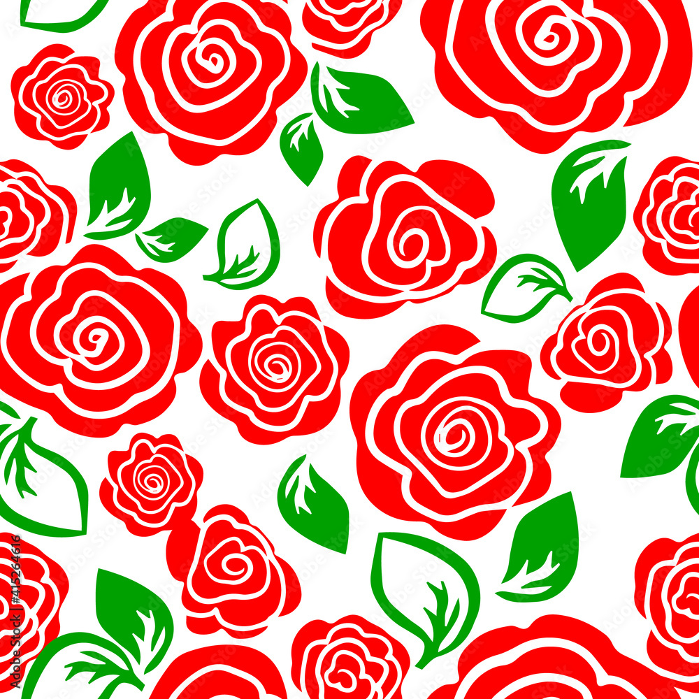 The seamless background is simple roses. Vector illustration