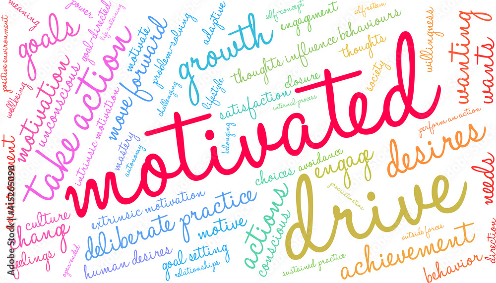 Motivated Word Cloud on a white background. 