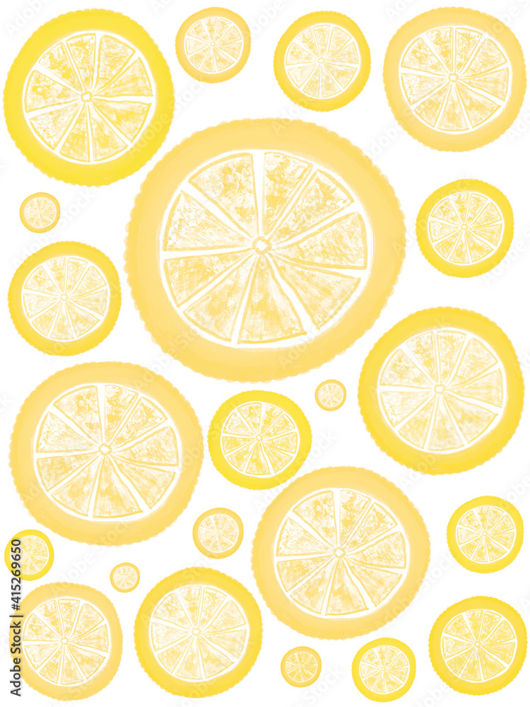 Digital illustration of colorful citrus slices