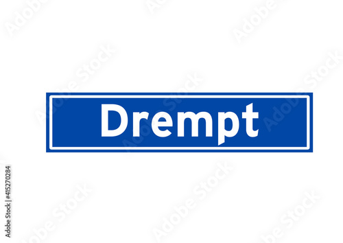 Drempt isolated Dutch place name sign. City sign from the Netherlands. photo