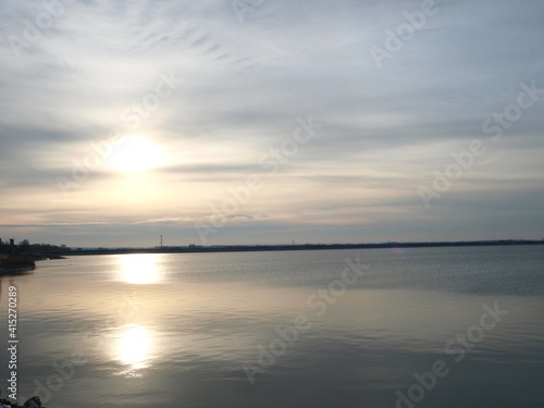 Sunset scene in lake of Orient in Aube, France