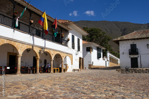 Main square of Villa de Leyva city located on the Boyaca department in Colombia © anamejia18