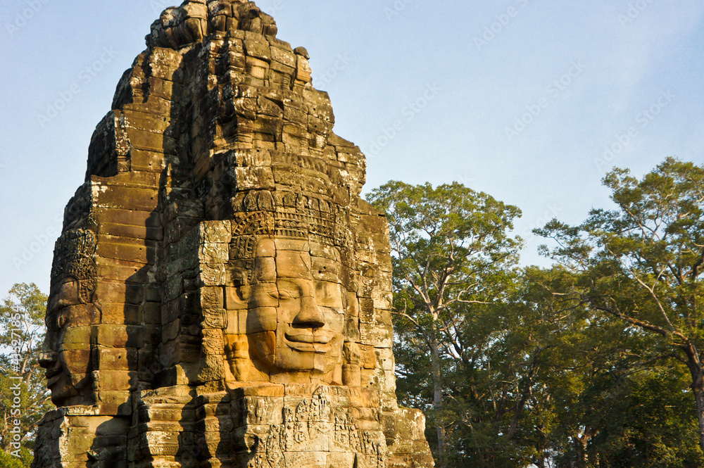 Stone face at the Bayon of Angkor Thom, Siem Reap, Cambodia
