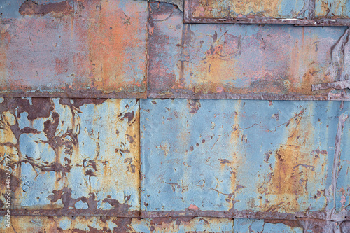 Texture of rusty metal. Rough metal surface with rust. Corroded and oxidized old iron. Rusted and aged metal sheet. Perfect for background and design in grunge style.