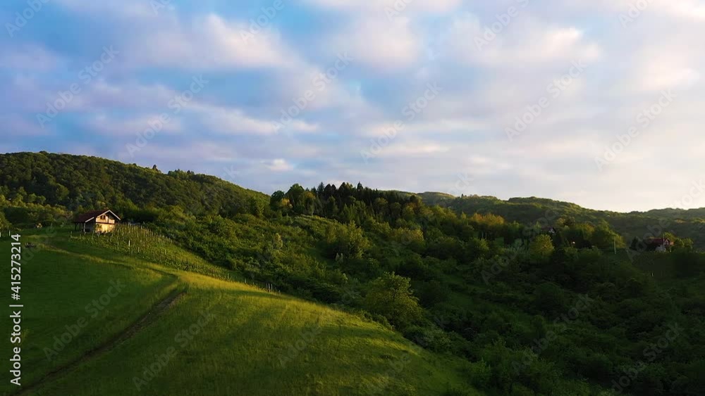 Aerial view of agricultural fields near Samobor, Croatia. Aerial view of agricultural fields near Samobor, Croatia.