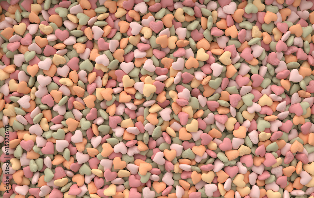 Valentines day candy hearts background pattern 3d rendering illustration Love celebration poster, greeting card, banner template. Valentines day candy hearts background pattern 3d rendering illustration Love celebration poster, greeting card, banner template.