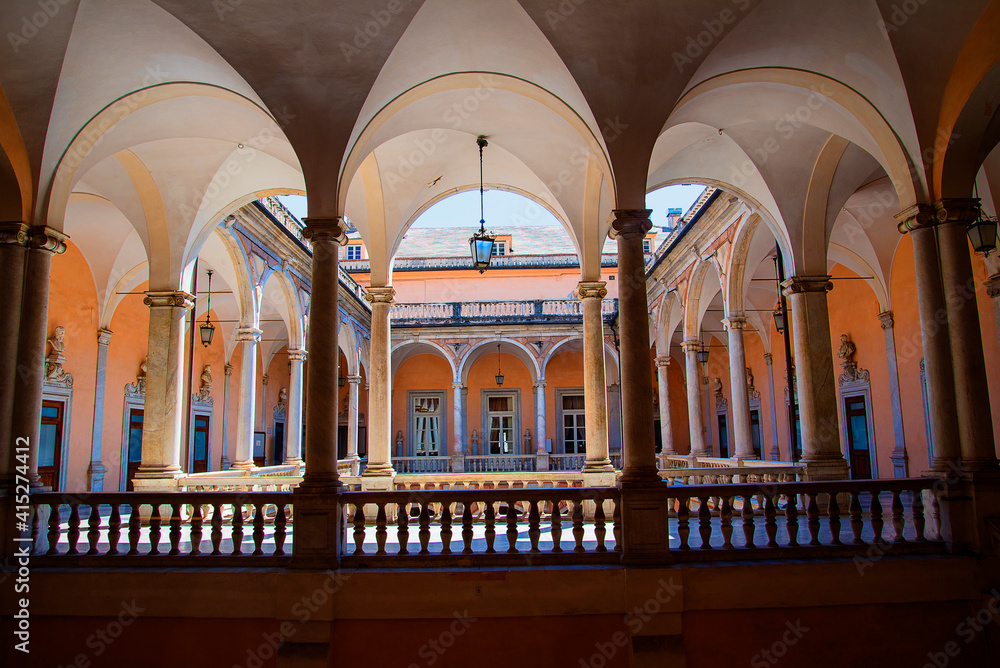 Once a royal city Genoa is full of Facades, Courtyards and interiors in the opulent Italian Style