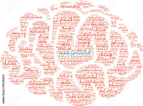 Move Forward Word Cloud on a white background. 