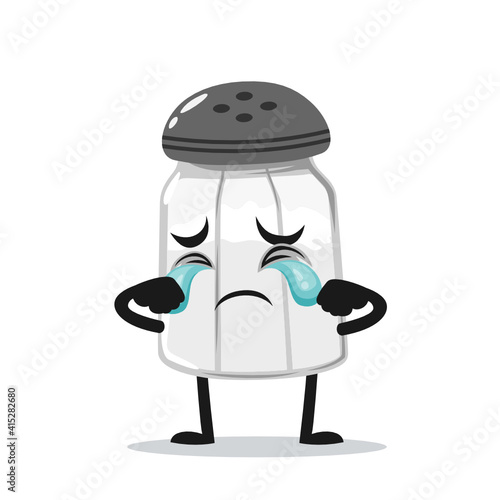 vector illustration of salt shaker mascot or character crying