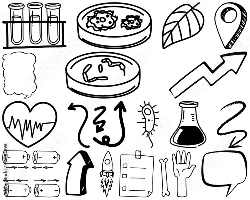 Set of item and symbol hand drawn doodle
