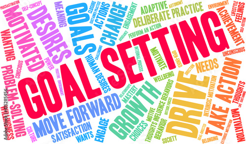 Goal Setting Word Cloud on a white background. 