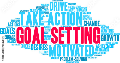 Goal Setting Word Cloud on a white background. 