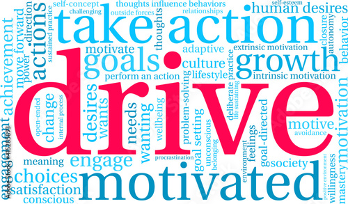 Drive Word Cloud on a white background. 