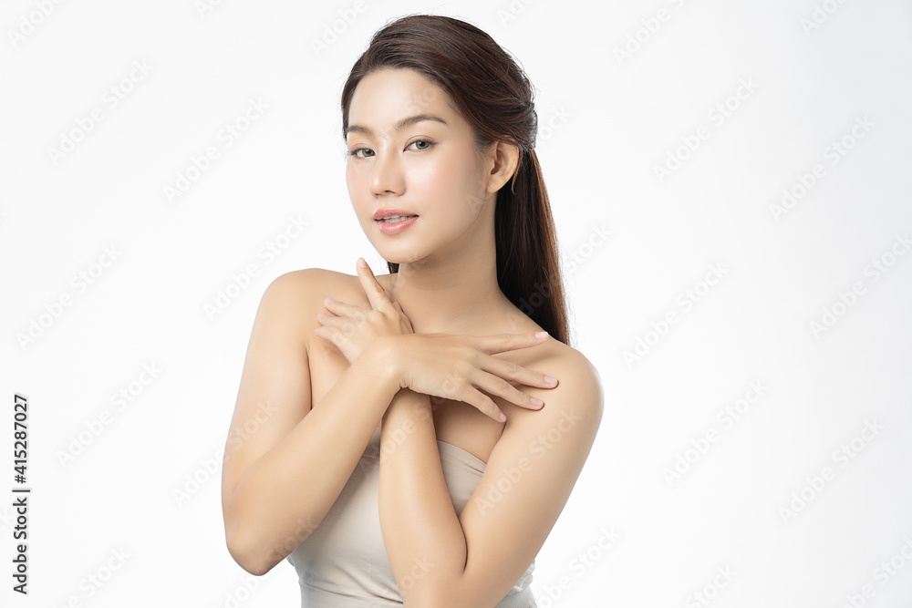Beautiful young asian woman with clean fresh skin on white background, Face care, Facial treatment, Cosmetology, beauty and spa, Asian women portrait Beautiful young asian woman with clean fresh skin on white background, Face care, Facial treatment, Cosmetology, beauty and spa, Asian women portrait