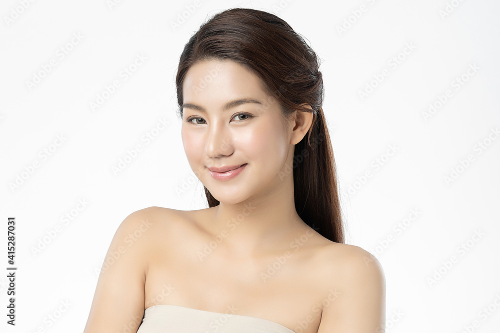 Beautiful young asian woman with clean fresh skin on white background, Face care, Facial treatment, Cosmetology, beauty and spa, Asian women portrait Beautiful young asian woman with clean fresh skin on white background, Face care, Facial treatment, Cosmetology, beauty and spa, Asian women portrait