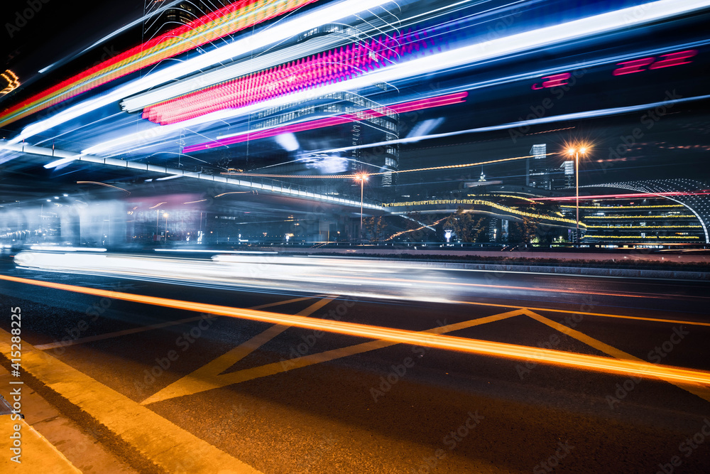 Vehicle light trails in city at night Vehicle light trails in city at night