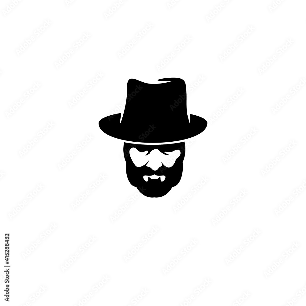 Gentleman logo design. Awesome our combination man 
with hat and beard logo. A gentleman logotype.