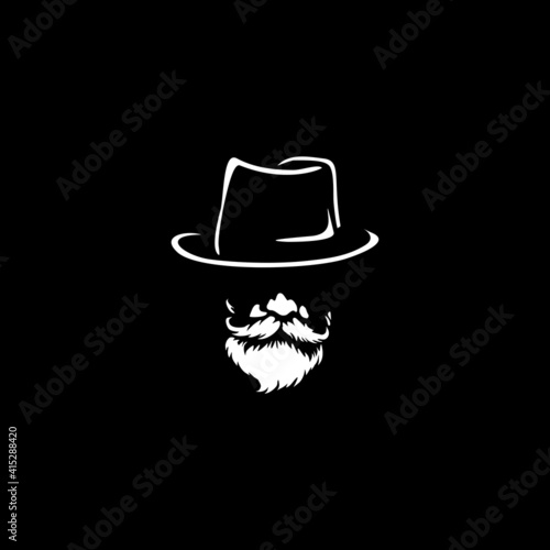 Gentleman logo design. Awesome our combination man 
with hat and beard logo. A gentleman logotype.
