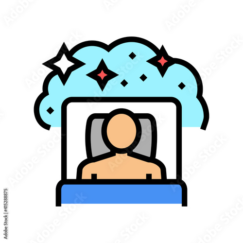 sleeping with dream patient color icon vector. sleeping with dream patient sign. isolated symbol illustration