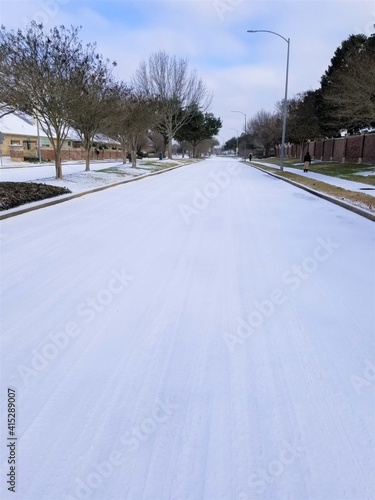 Icy road conditions in Houston Texas 