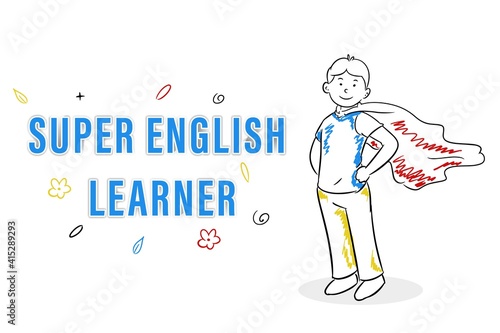 English learning super hero vector illustration