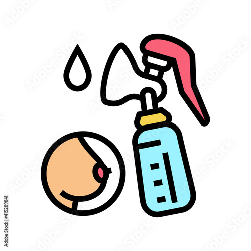 pumpking milk with breast pump color icon vector. pumpking milk with breast pump sign. isolated symbol illustration
