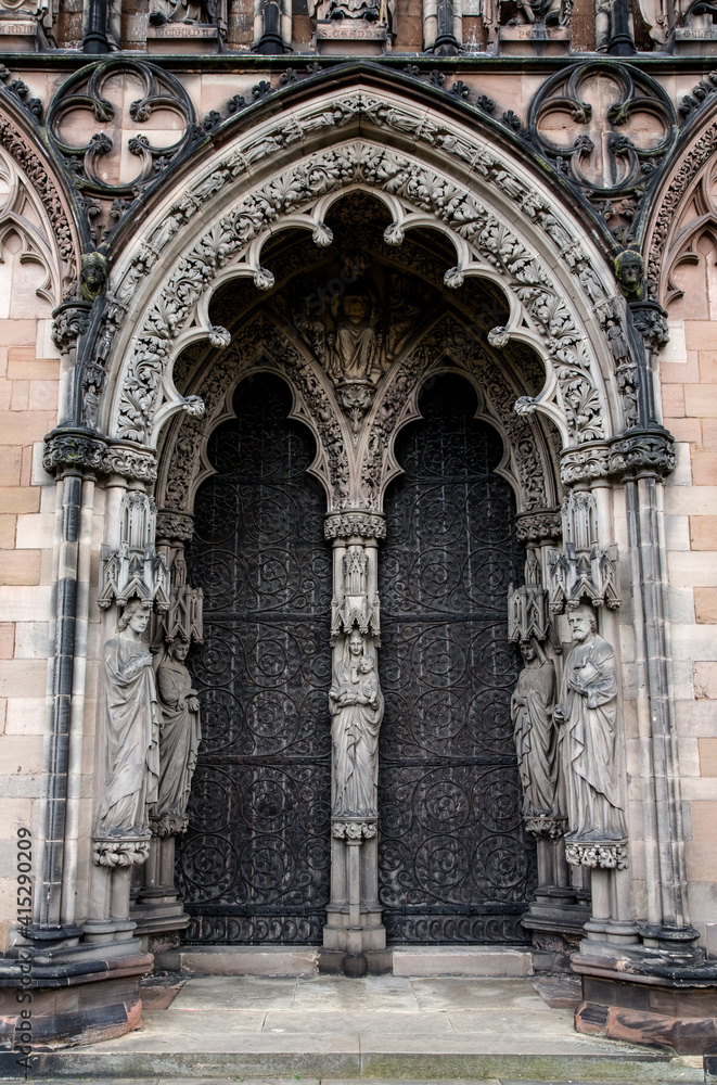 ornate wooden doorway, Lichfield Cathedral, Lichfield, Staffords