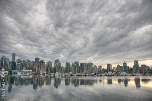 dramatic sky over Coal Harbour, Vancouver, BC, Canada
