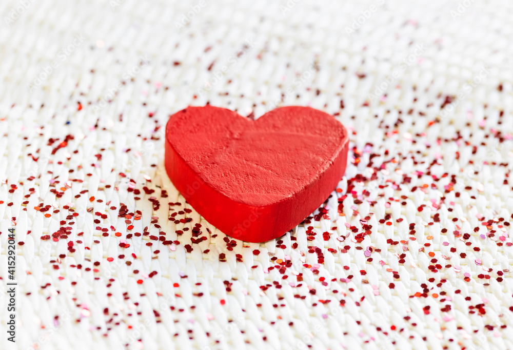 red love heart with glitter. concept of love