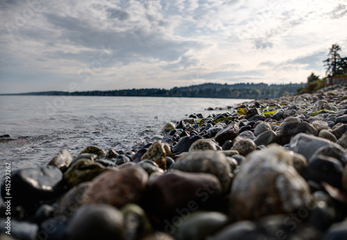 close-up view of a rocky beach on Vancouver Island near Sidney, BC, Canada photo
