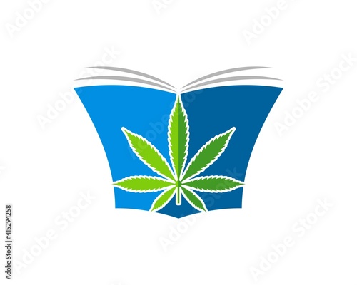 Medical book with cannabis leaf inside