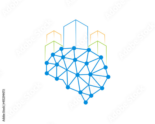 City building with outline on the brain connection