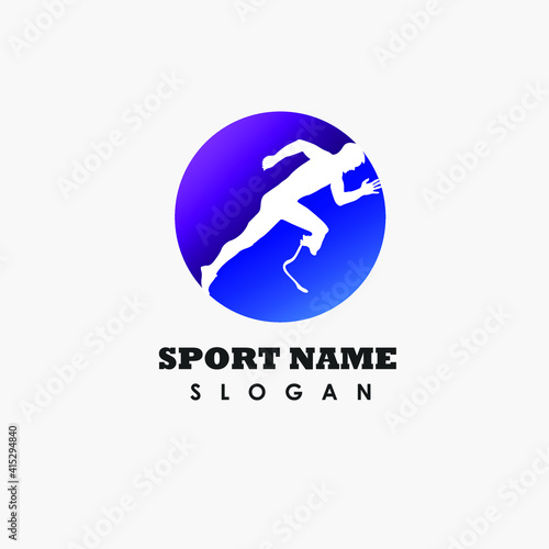 disabled sprinter logo. vector design of purple and blue gradient
