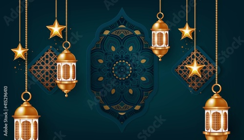 luxury islamic background for ramadan kareem and eid mubarak illustration