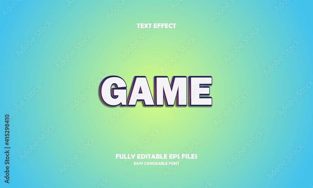 Editable text effect game title style	