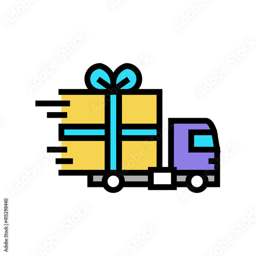 gift free shipping color icon vector. gift free shipping sign. isolated symbol illustration