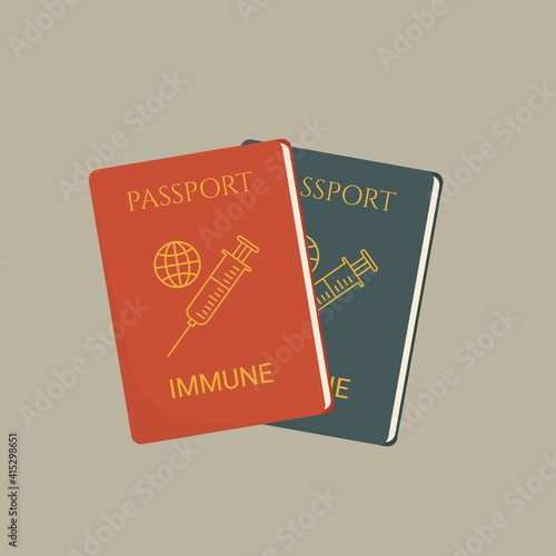 Flat illustration vaccine passport  vaccination certificate, immunity passport